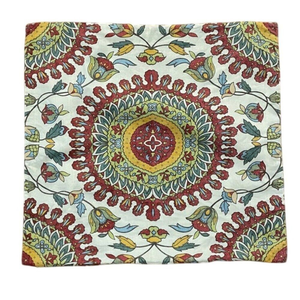 Pottery Barn Della Medallion Pillow Cover 24x24 Cotton Linen Blend Boho